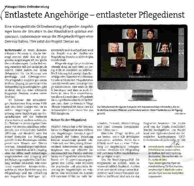 Vorschauseite 1: Entlastete Angehörige - entlasteter Pflegedienst