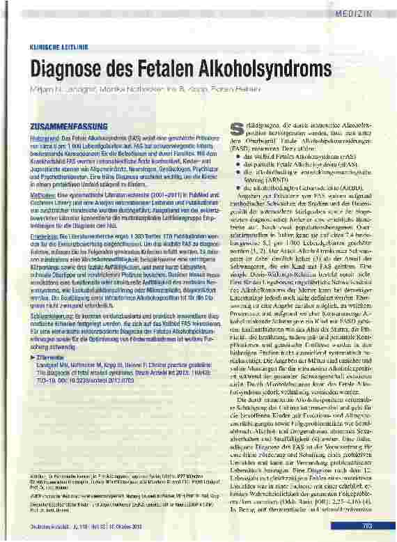 Vorschauseite 1: Diagnose des Fetalen Alkoholsyndroms