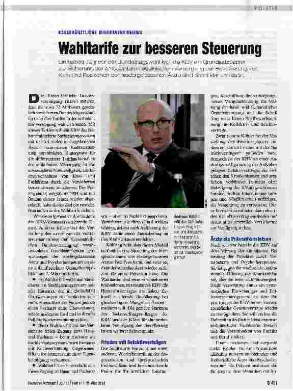 Vorschauseite 1: Wahltarife zur besseren Steuerung