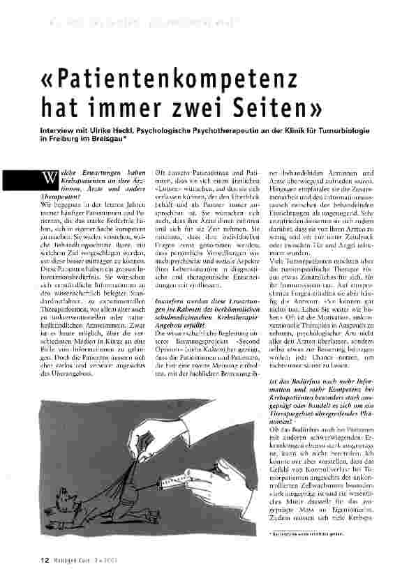 Vorschauseite 1: «Patientenkompetenz hat immer zwei Seiten»
