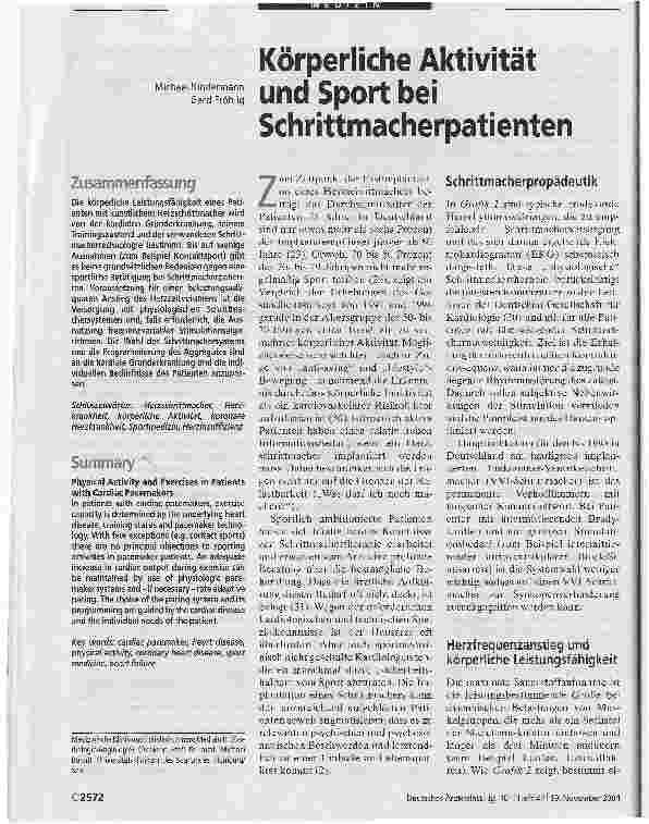 Vorschauseite 1: Körperliche Aktivität und Sport bei Schrittmacherpatienten
