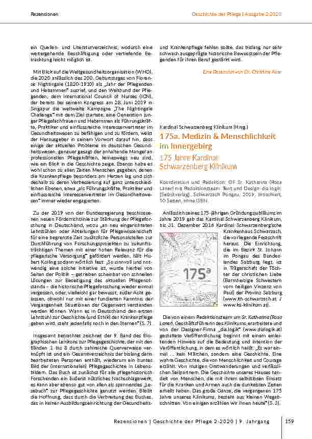 Vorschauseite 2: Biographisches Lexikon zur Pflegegeschichte