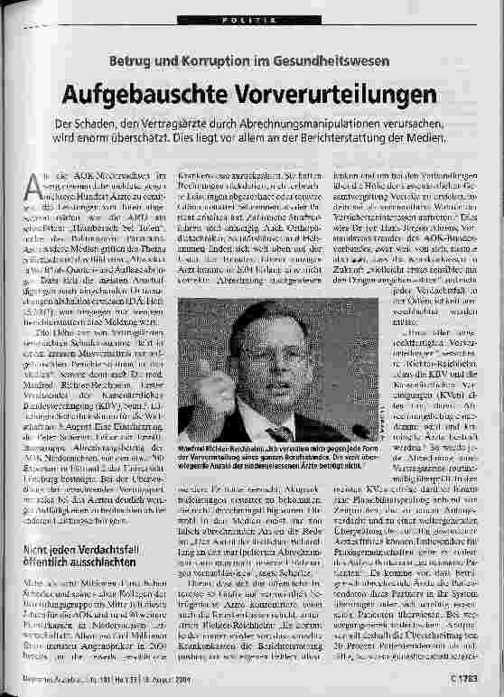 Vorschauseite 1: Aufgebauschte VorverurteilungenBetrug und Korruption im Gesundheitswesen