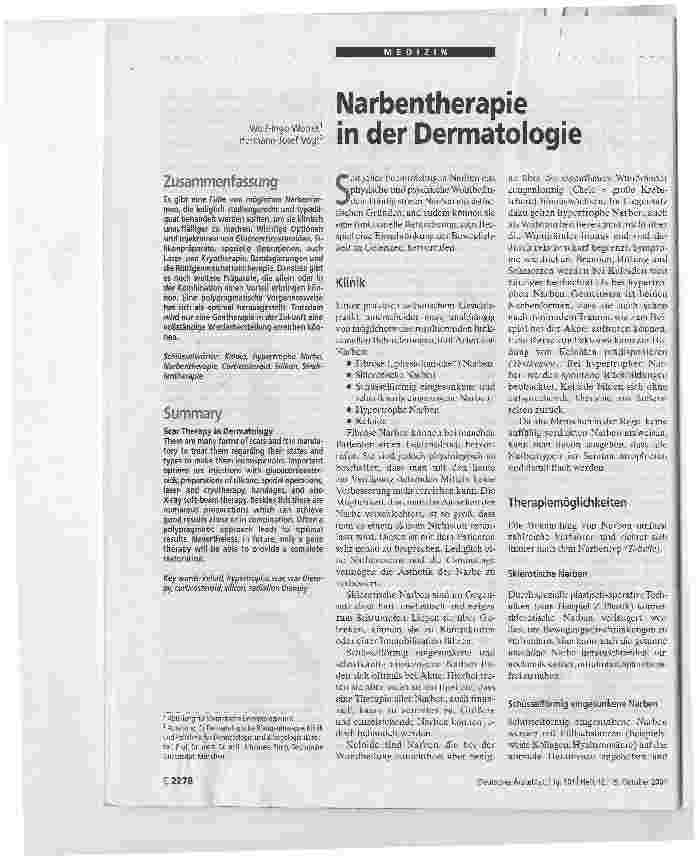 Vorschauseite 1: Narbentherapie in der Dermatologie