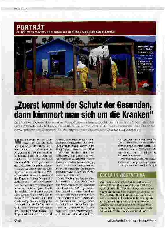 Vorschauseite 1: Zuerst kommt der Schutz der Gesunden, dann kümmert man sich um die Kranken