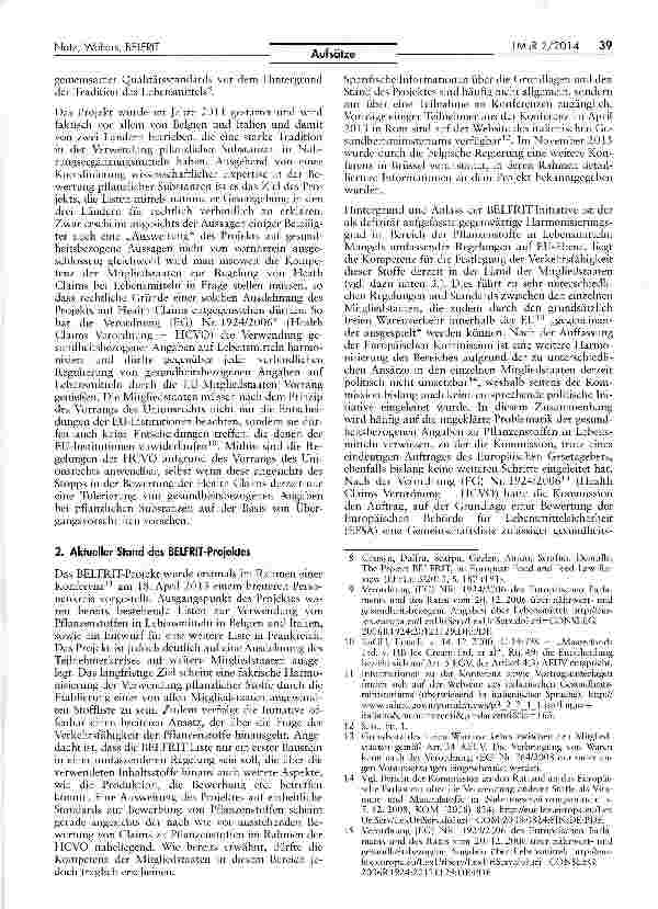 Vorschauseite 3: BELFRIT - Eine (multi)nationale Initiative zur Koordinierung von Stofflisten -Vorbild für Europa