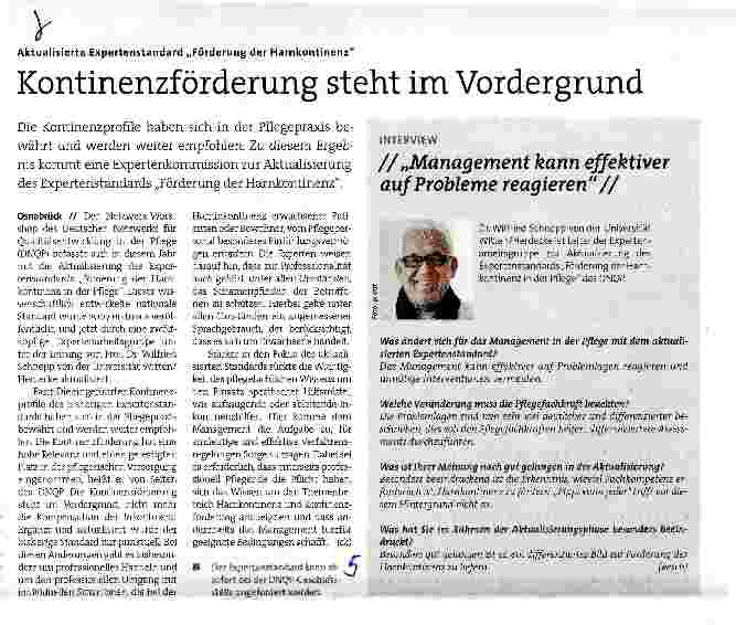 Vorschauseite 1: Kontinenzförderung steht im Vordergrund