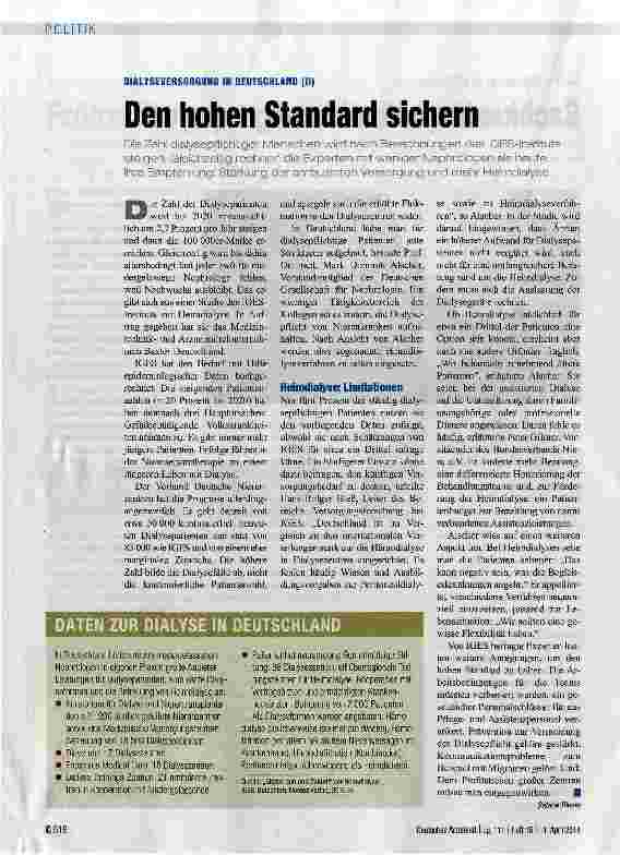 Vorschauseite 1: Den hohen Standard sichern