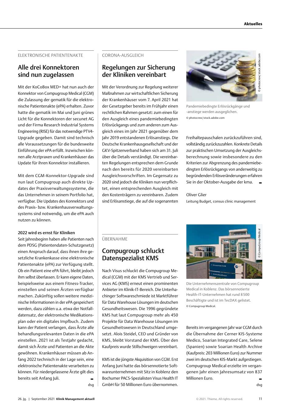 Vorschauseite 1: Übernahme: CompuGroup schluckt Datenspezialist KMS