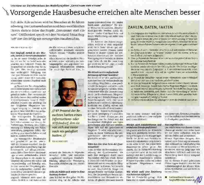 Vorschauseite 1: Vorsorgende Hausbesuche erreichen alte Menschen besser