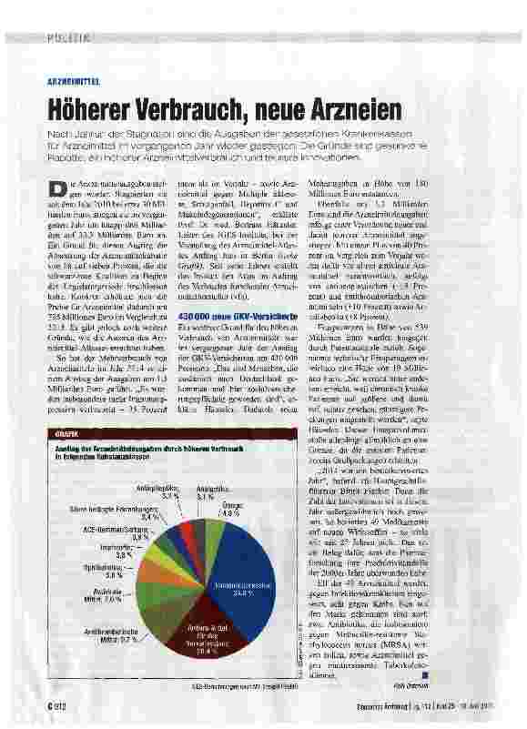 Vorschauseite 1: Höherer Verbrauch, neue Arzneien