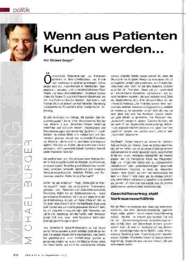 Vorschauseite 1: Wenn aus Patienten Kunden werden...