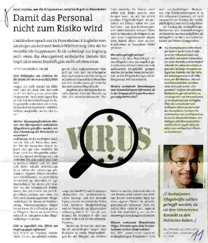 Vorschauseite 1: Jetzt impfen, um die Grippesaison 2015/2016 gut zu überstehen Damit das Personal nicht zum Risiko wird