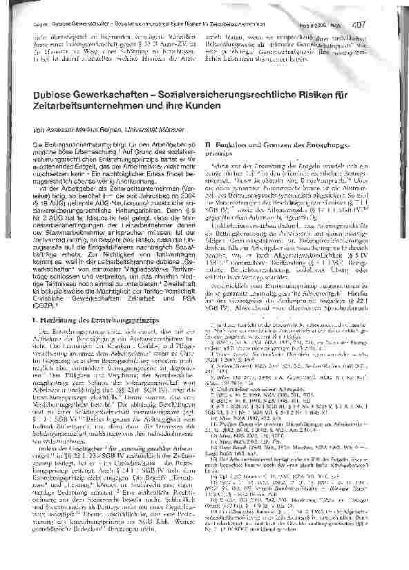 Vorschauseite 1: Dubiose Gewerkschaften - Sozialversicherungsrechtliche Risiken für Zeitarbeitsunternehmen und ihre Kunden