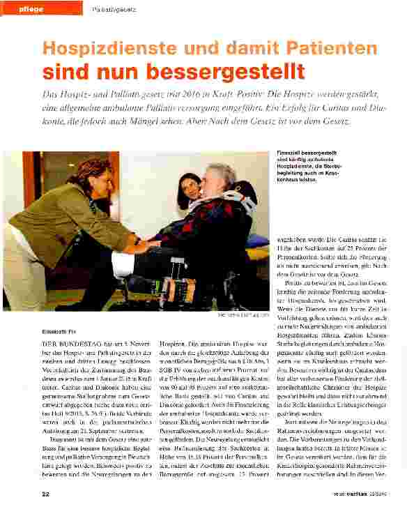 Vorschauseite 1: Hospizdienste und damit Patienten sind nun bessergestellt