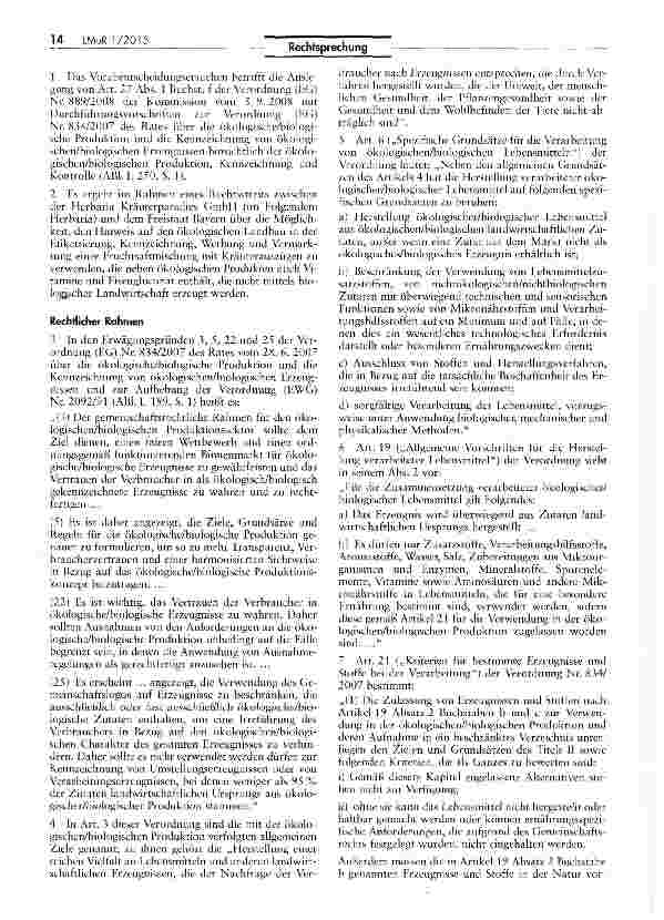 Vorschauseite 2: Kennzeichnungspflicht ökologischer/biologischer Produkte (Fruchtsaftmischung:VO (EG) Nr. 889/2008 Art. 27 I Buchst, f