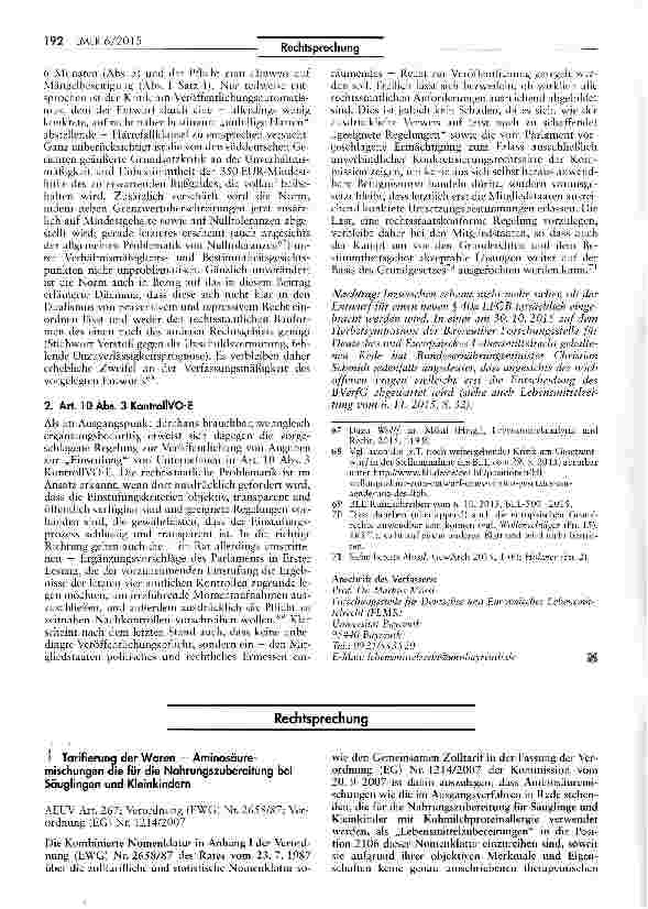 Vorschauseite 1: Tarifierung der Waren - Aminosäuremischungen die für die Nahrungszubereitung bei Säuglingen und Kleinkindern
