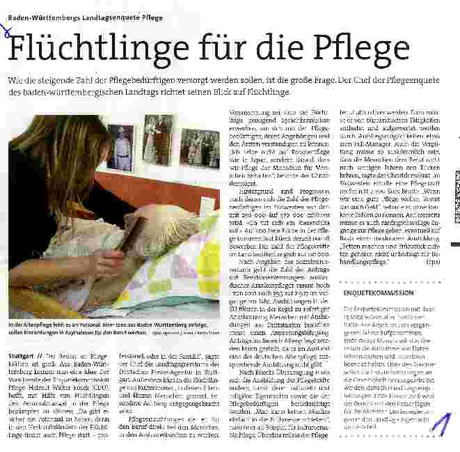 Vorschauseite 1: Flüchtlinge für die Pflege