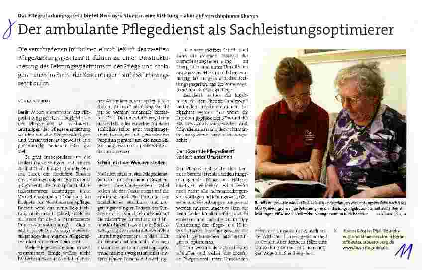 Vorschauseite 1: Das Pflegestärkungsgesetz bietet Neuausrichtung in eine Richtung - aber auf verschiedenen Ebenen Der ambulante Pflegedienst als Sachleistungsoptimierer