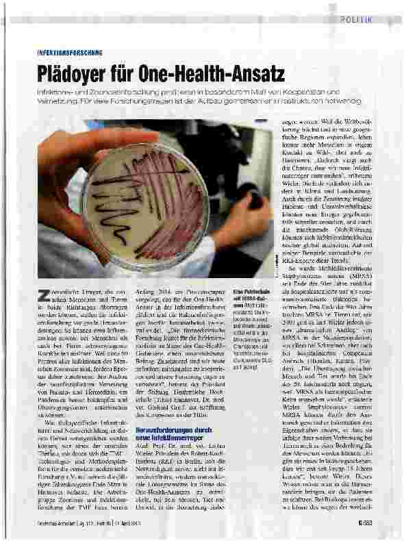 Vorschauseite 1: Plädoyer für One-Health-Ansatz