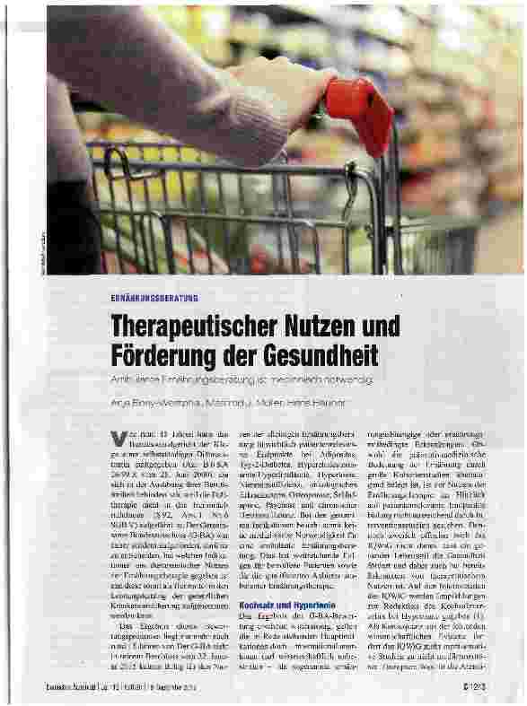 Vorschauseite 1: Therapeutischer Nutzen und Förderung der Gesundheit