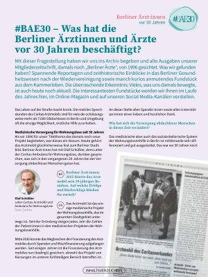 Vorschauseite 1: #BAE30 – Was hat die Berliner Ärztinnen und Ärzte vor 30 Jahren beschäftigt?