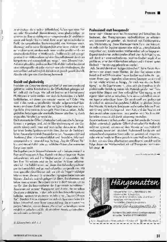 Vorschauseite 3: Sachlich, kompetent informieren statt Werbetrommel rühren Öffentlichkeitsarbeit in der Ergotherapie