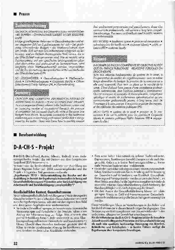Vorschauseite 4: Sachlich, kompetent informieren statt Werbetrommel rühren Öffentlichkeitsarbeit in der Ergotherapie