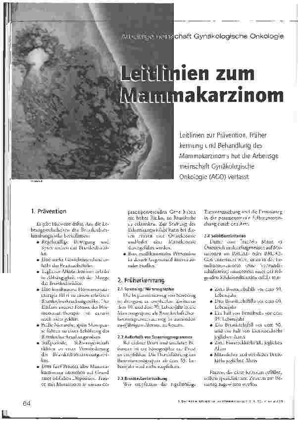 Vorschauseite 1: Leitlinien zum Mammakarzinom