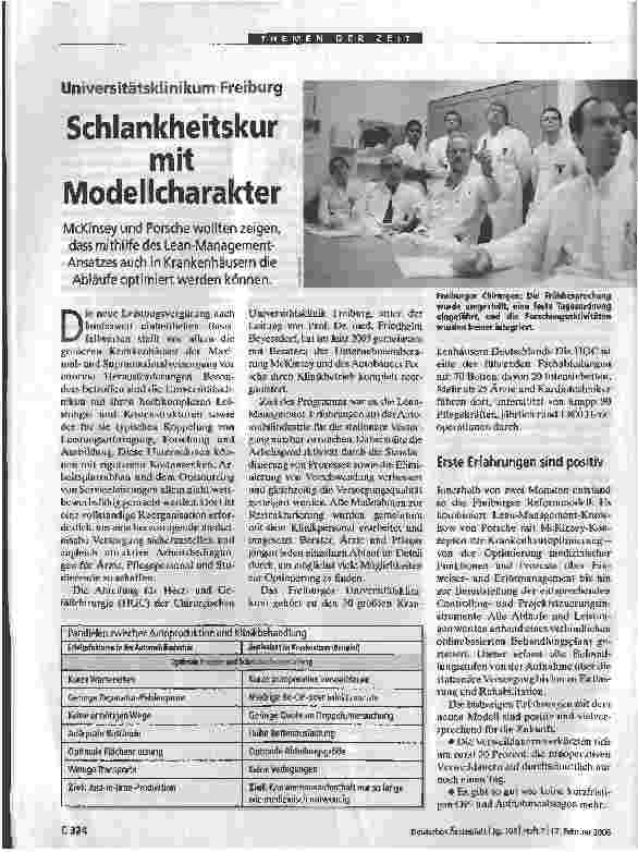 Vorschauseite 1: Universitätsklinikum FreiburgSchlankheitskur mit Modellcharakter