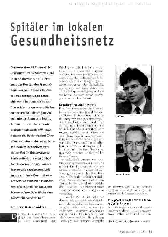 Vorschauseite 1: Spitäler im lokalen Gesundheitsnetz