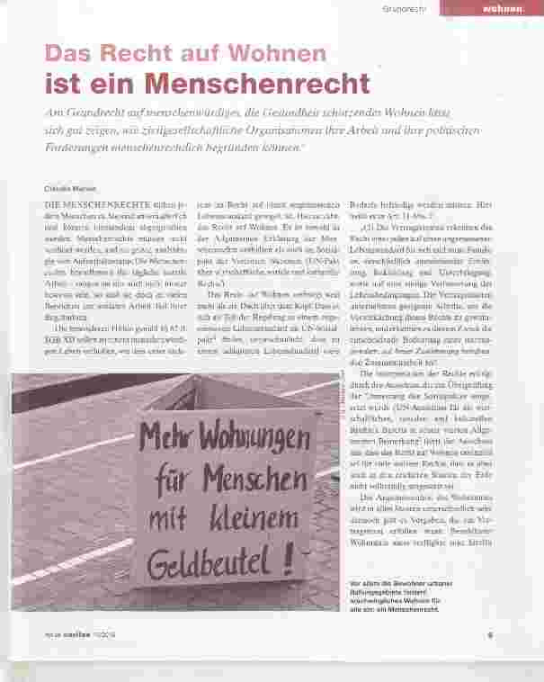 Vorschauseite 1: Das Recht auf Wohnen ist ein Menschenrecht