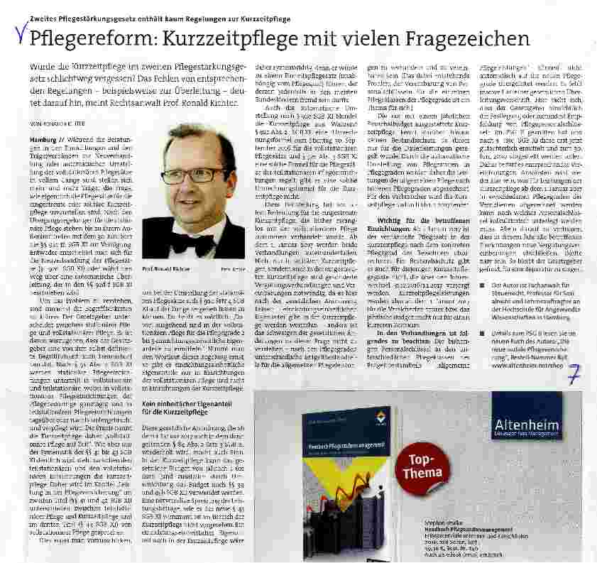 Vorschauseite 1: Pflegereform: Kurzzeitpflege mit vielen Fragezeichen