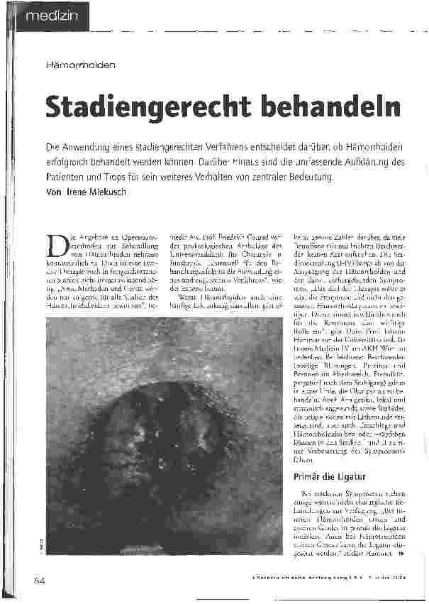 Vorschauseite 1: Hämorrhoiden - Stadiengerecht behandeln