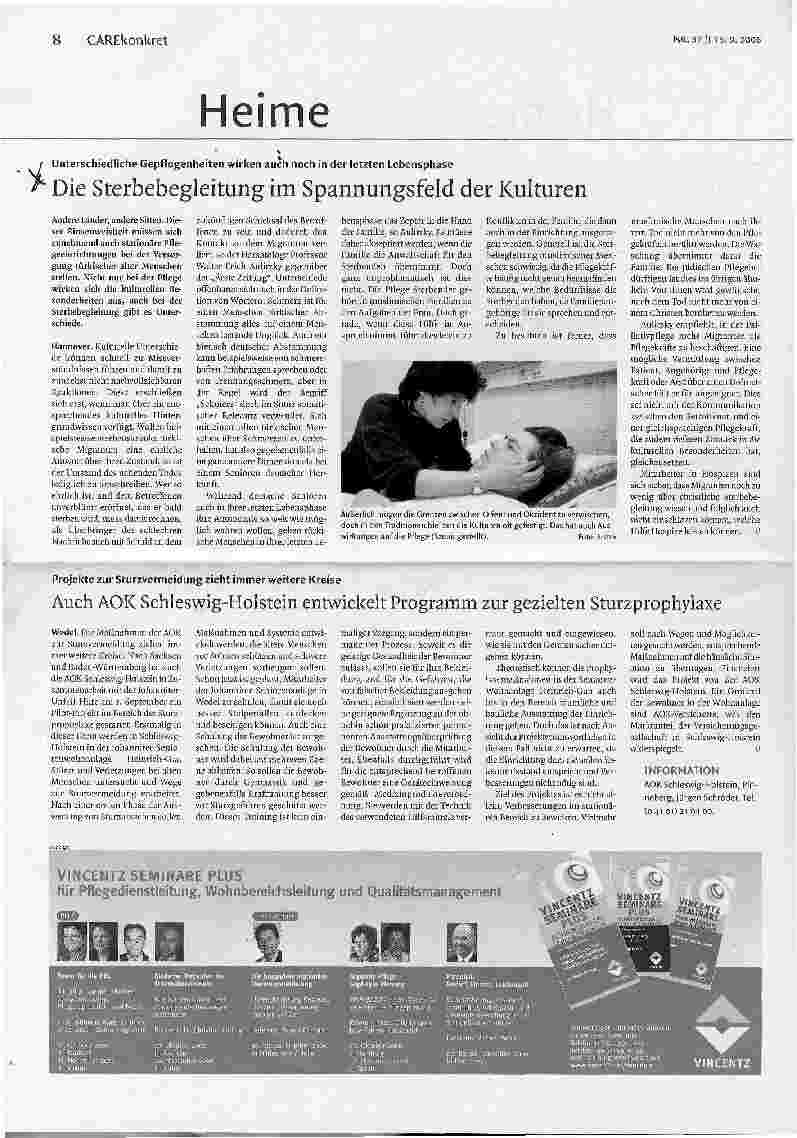 Vorschauseite 1: Die Sterbebegleitung im Spannungsfeld - Unterschiedliche Gepflogenheiten wirken auch noch in der letzten Lebensphase