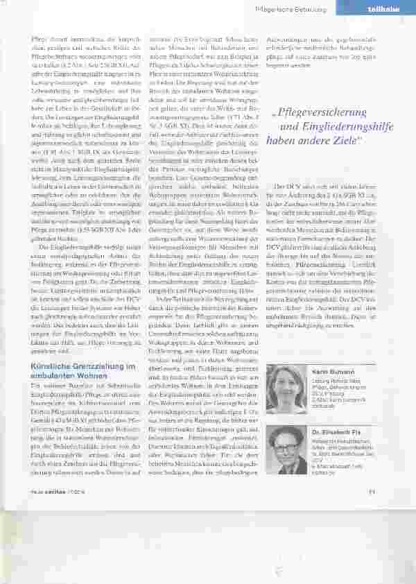 Vorschauseite 3: Eingliederung und Pflege, müssen gleichrangig sein
