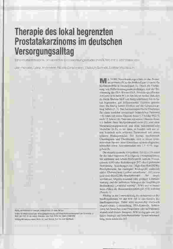 Vorschauseite 1: Therapie des lokal begrenzten Prostatakarzinoms im deutschen Versorgungsalltag