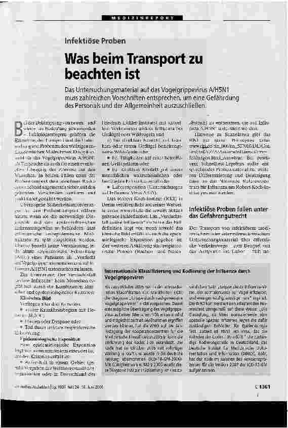 Vorschauseite 1: Infektiöse ProbenWas beim Transport zu beachten ist