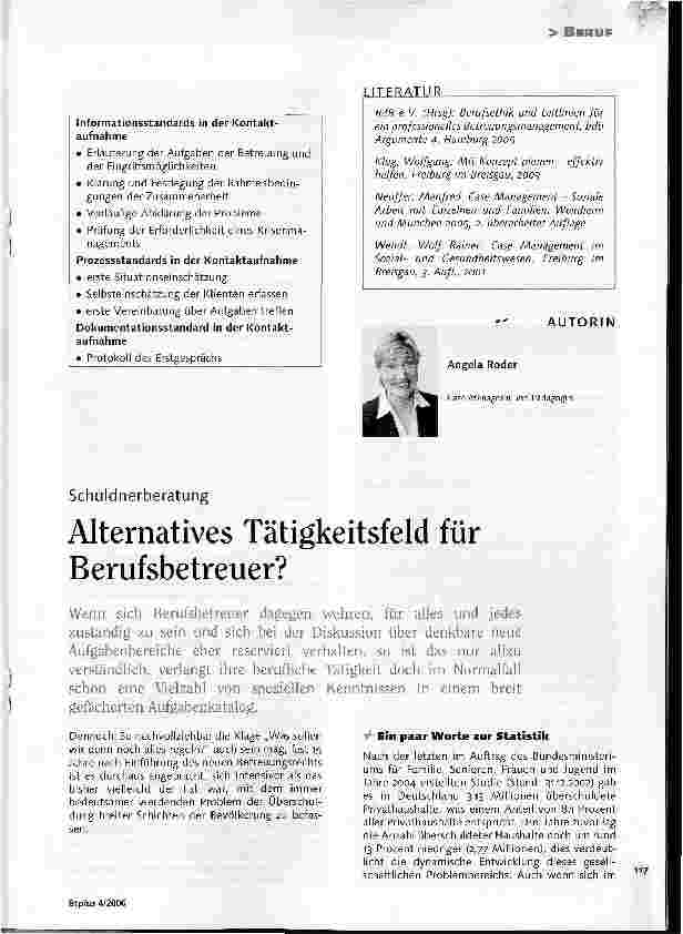 Vorschauseite 1: Schuldnerberatung - Alternatives Tätigkeitsfeld für Berufsbetreuer?
