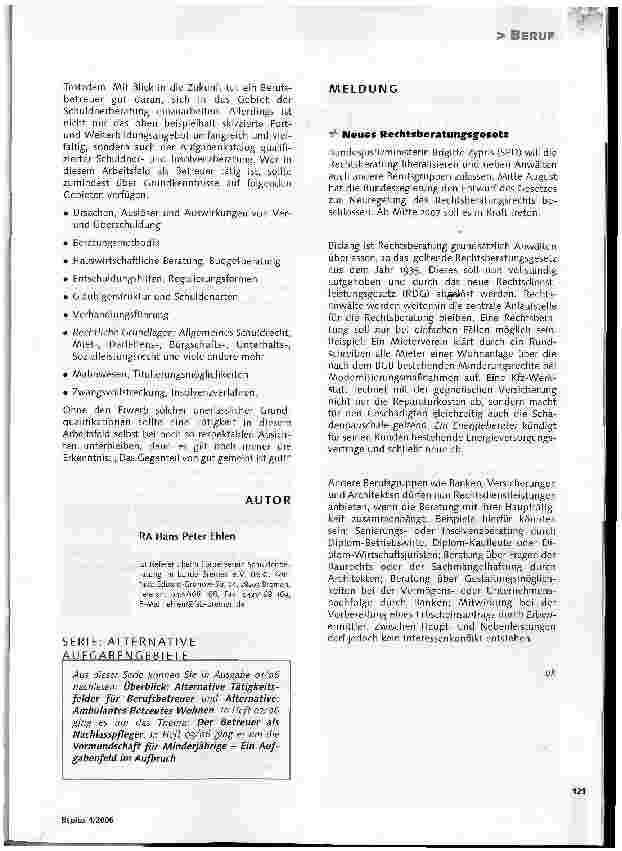 Vorschauseite 5: Schuldnerberatung - Alternatives Tätigkeitsfeld für Berufsbetreuer?