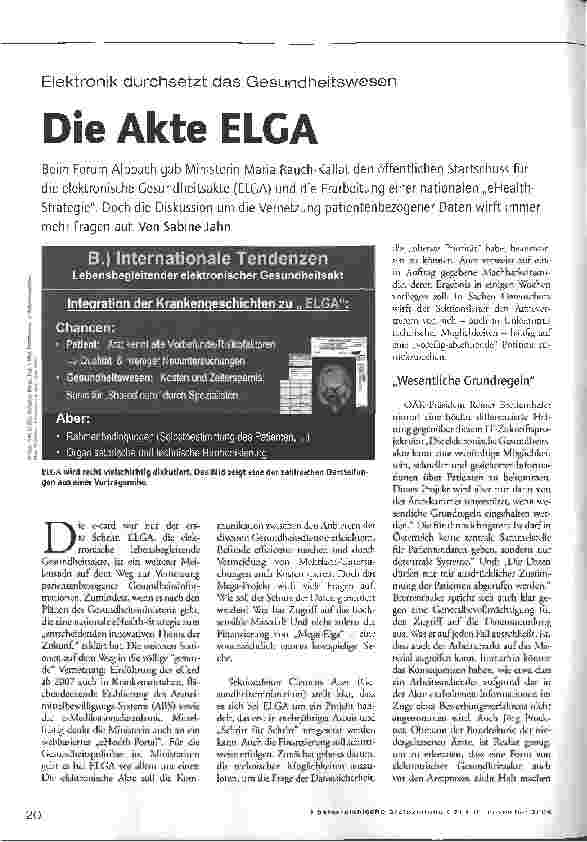 Vorschauseite 1: Elektronik durchsetzt das Gesundheitswesen - Die Akte ELCA