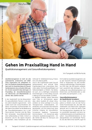 Vorschauseite 1: Gehen im Praxisalltag Hand in Hand Qualitätsmanagement und Gesundheitskompetenz