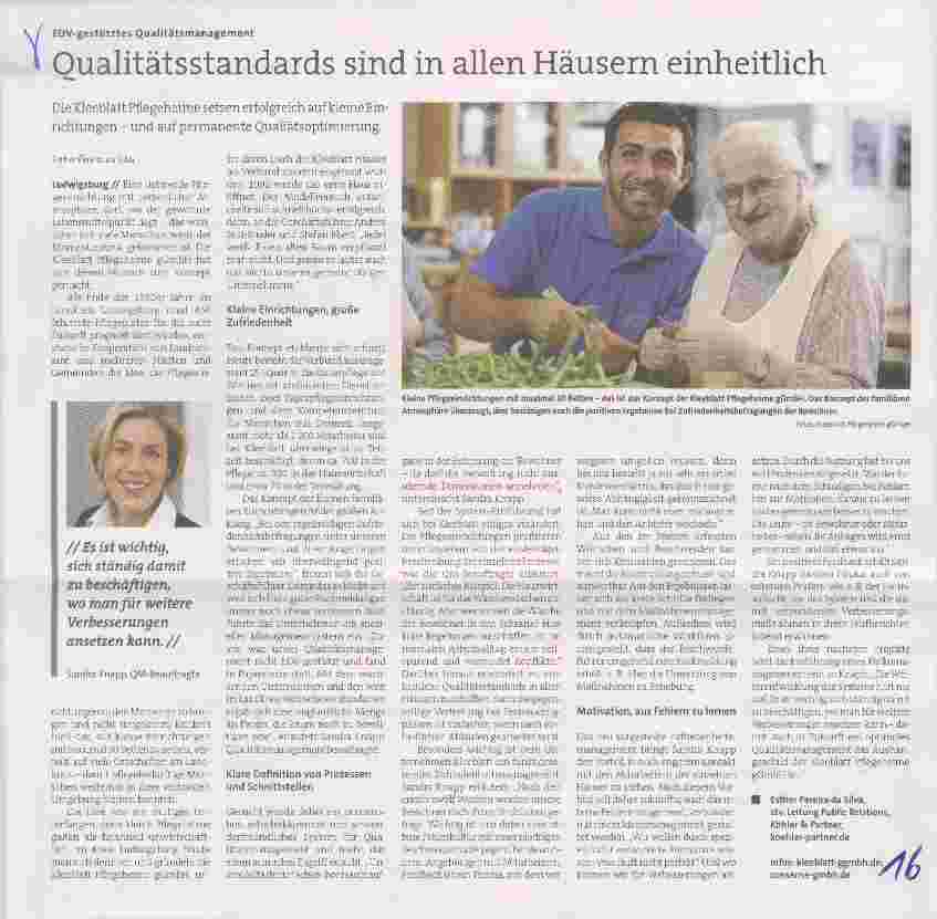 Vorschauseite 1: EDV-gestütztes Qualitätsmanagement Oualitätsstandards sind in allen Häusern einheitlich