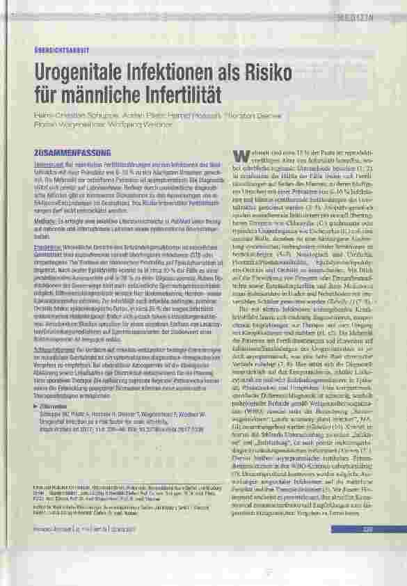 Vorschauseite 1: Urogenitale Infektionen als Risiko für männliche Infertilität