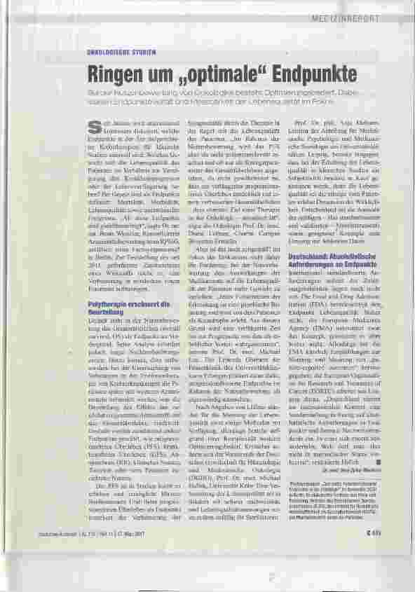 Vorschauseite 1: Ringen um „optimale“ Endpunkte