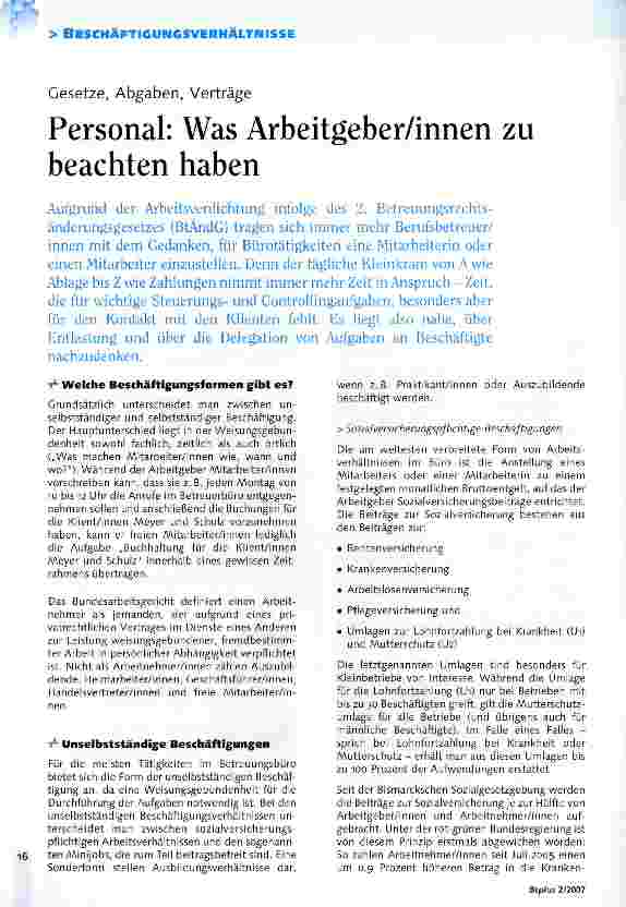 Vorschauseite 1: Gesetze, Abgaben, Verträge - Personal: Was Arbeitgeber/innen zu beachten haben
