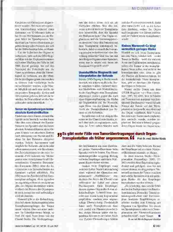 Vorschauseite 2: Tumor im Transplantat - was tun?