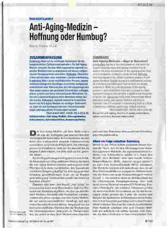 Vorschauseite 1: Anti-Aging-Medizin -Hoffnung oder Humbug?