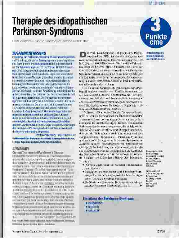 Vorschauseite 1: Therapie des idiopathischen Parkinson-Syndroms