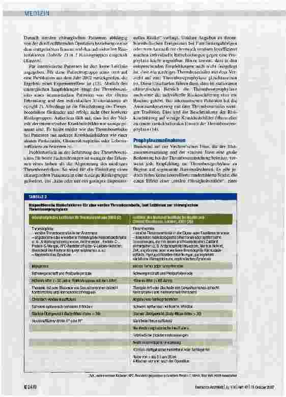 Vorschauseite 4: Prophylaxe tiefer Beinund Beckenvenenthrombose